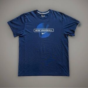 Nike Baseball T-Shirt Dri-Fit Cotton Tee SS Mens Large 2000s Navy Blue Excellent